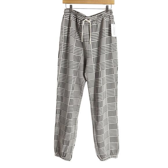L*Space Sprinter Plaid Print Relaxed Fit Cream Black Jogger Sweatpants Size S - Picture 4 of 12